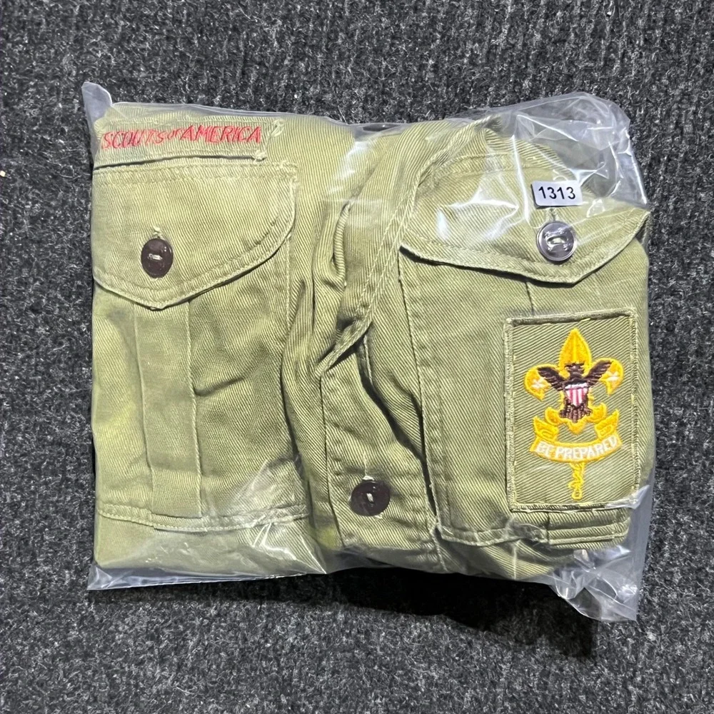 Vintage Boy Scouts of America Shirt Youth M Green Denver Council Patch Uniform